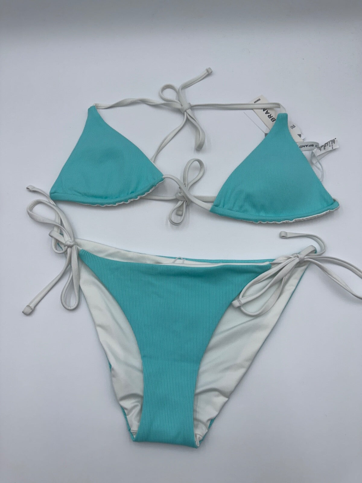 $128 Lucky Brand Women’s 2pc Reversible Swim Suit - Cyan - Medium -New With Tag