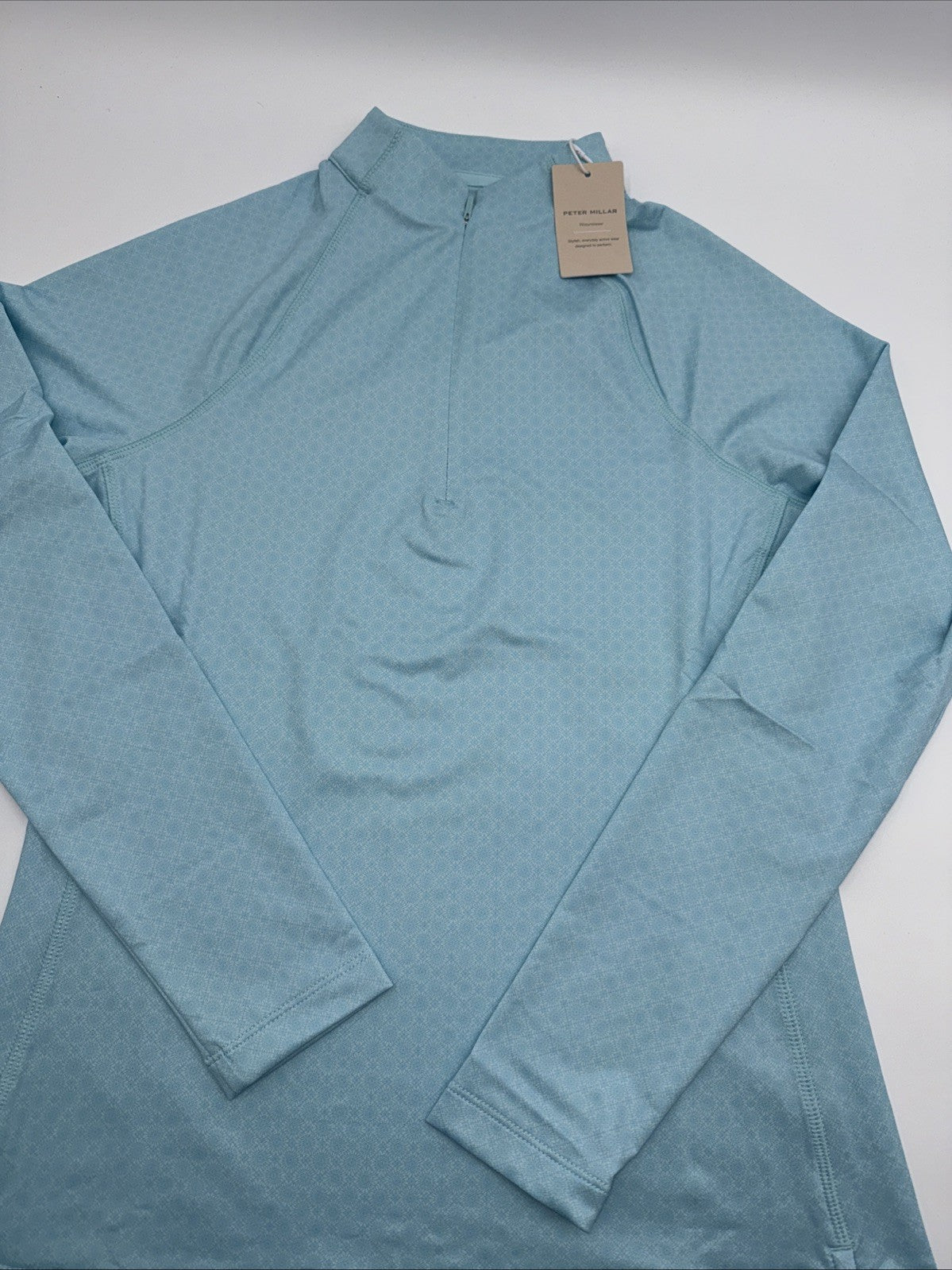 $130 Peter Millar Women’s Printed Raglan Sleeve Perth Layer Pullover-Blue-Small