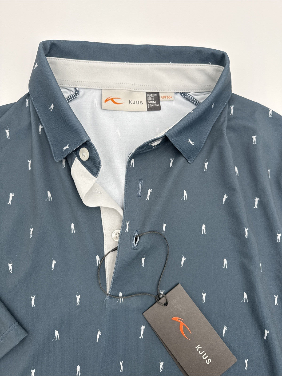 $104 KJUS Men’s Men Golfer Golf Polo Shirt MG60-L11- Steel Blue- Medium- New Tag