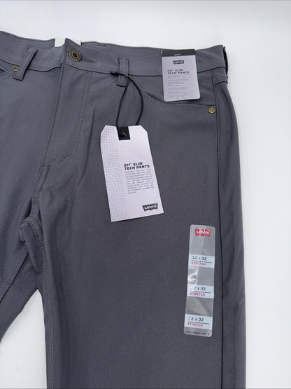 $70 Levi's Men's 511 Slim Tech Pants Stretch A92130010- Grey- 32W 32L - New Tag