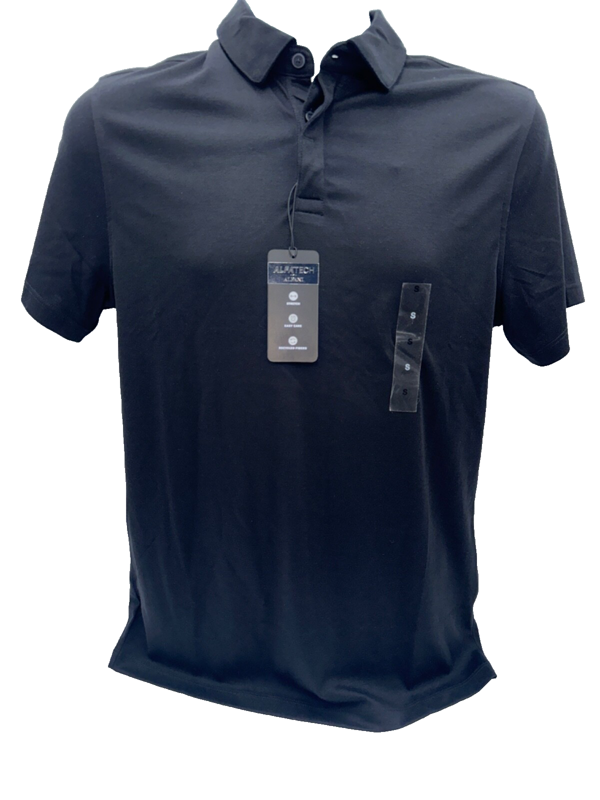 $50 Alfani Mens Classic Fit Short Sleeve Polo Shirt- Black- Small -New With Tag