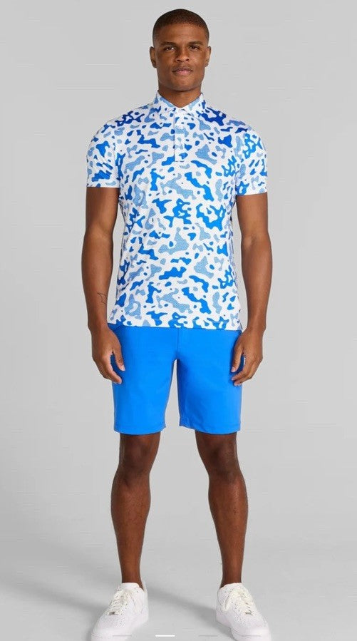 $110 Redvanly Men’s Camo Barres Golf Performance Stretch Polo Shirt-Blue-Medium