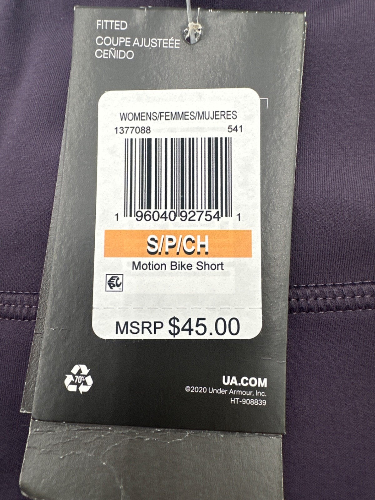 $45 Under Armour Women's Motion 8” High Rise Bike Shorts - Purple - Small - New