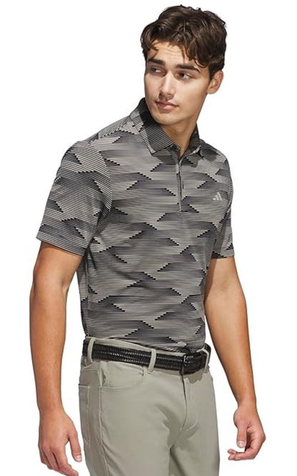 $70 Adidas Men’s Speed Stripped Polo Shirt Performance Golf- Putty -Medium-New