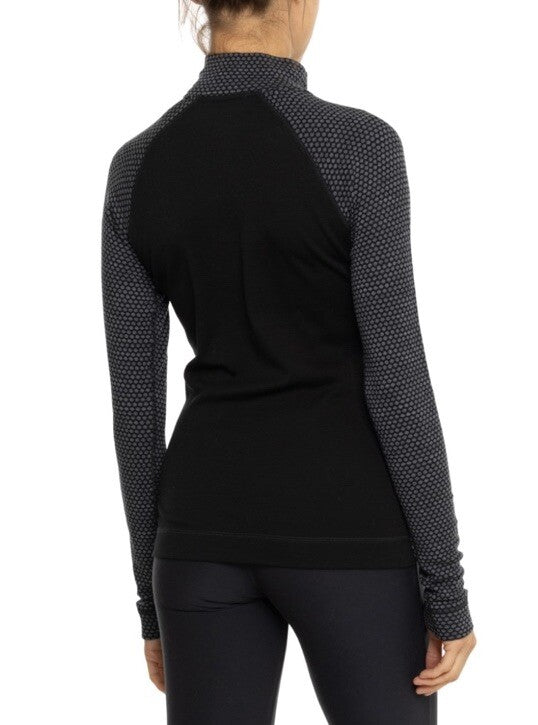 $120 Smartwool Women’s 1/4 Zip Pullover Merino 1/4 Zip-Black Dots - Small -New