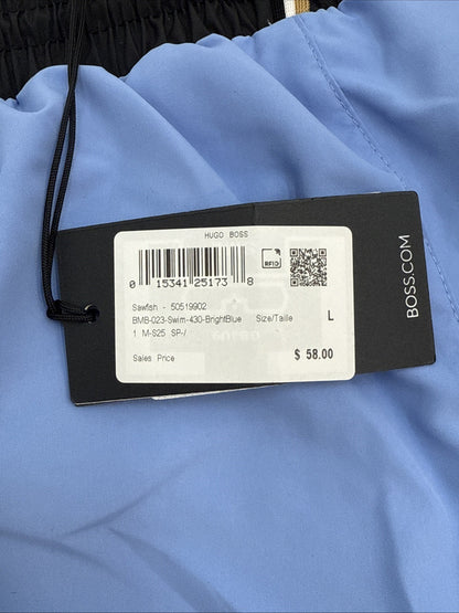 $58 Hugo Men’s- Boss/Hugo Men's Sawfish Drawstring Swim Trunks- Blue -Large-New