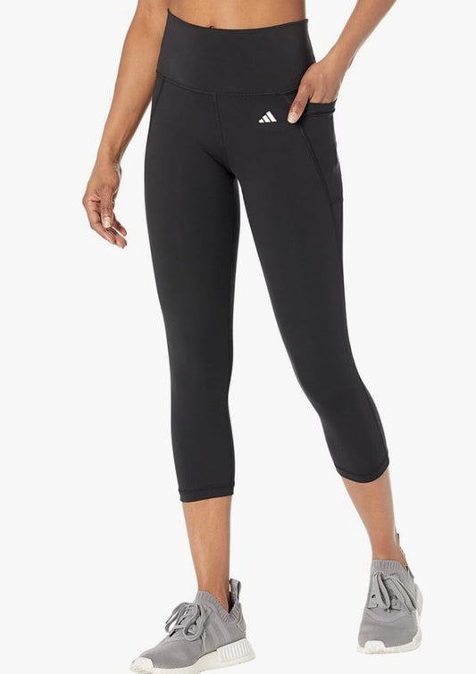 $50 Adidas Women’s- Optime Stash Pocket High-Waisted 3/4 Tight- Medium-Black-New