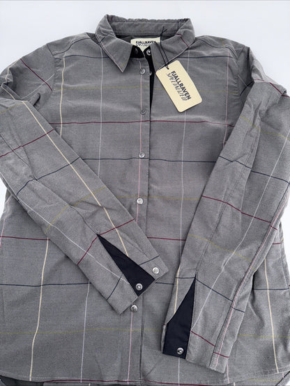 $180 FjallRaven Women’s Rider’s Flannel Plaid Thick Shirt- Grey Multi-Medium