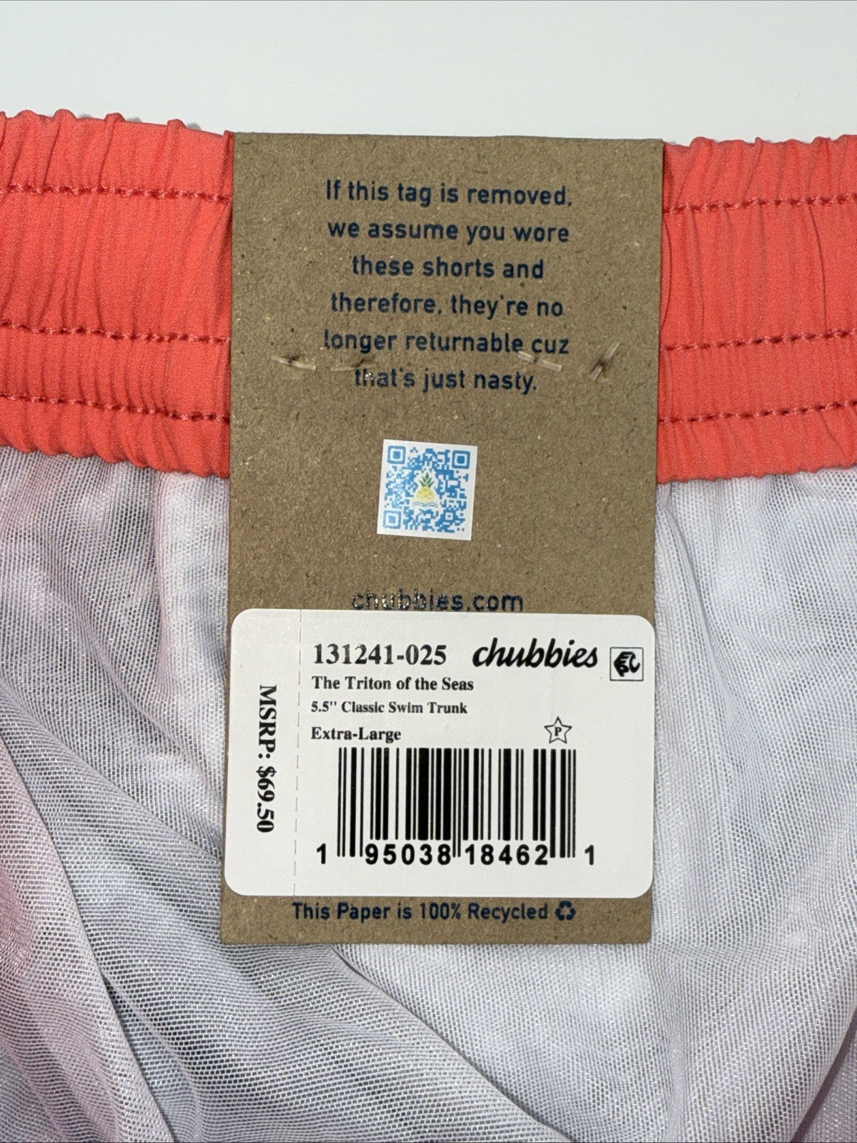 $70 Chubbies The Triton Of Sea 5.5" Inseam Swim Trunks- Blue -XLarge -New Tag