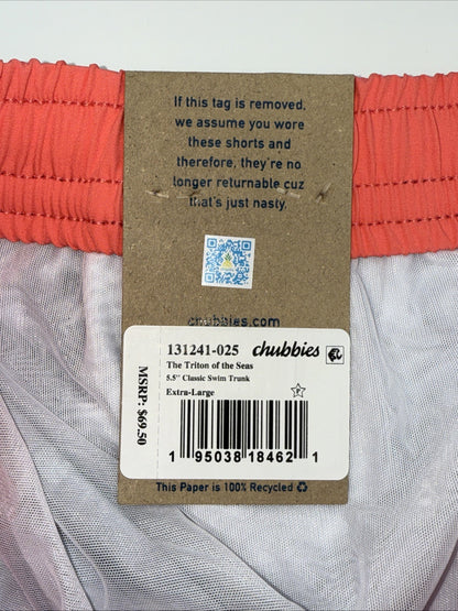 $70 Chubbies The Triton Of Sea 5.5" Inseam Swim Trunks- Blue -XLarge -New Tag