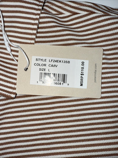 $110 Peter Millar Women's Sport Mesh Polo Shirt - Camel/Ivory - Large - New Tag