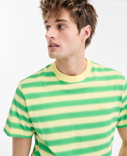 $75 Lacoste Men's Classic Fit Stripped Shirt - Green/Yellow - Large- New Tags