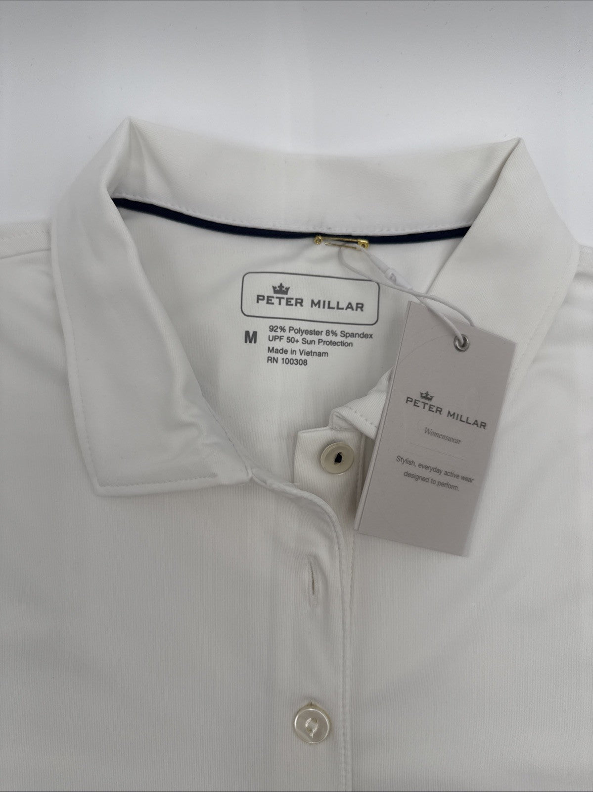 $95 Peter Millar Women’s Sleeveless Banded Polo Shirt - White - Medium- New Tag