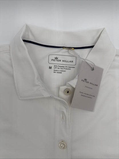 $95 Peter Millar Women’s Sleeveless Banded Polo Shirt - White - Medium- New Tag