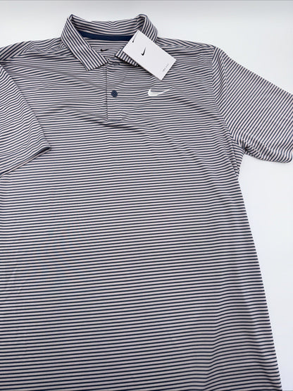 $55 Nike Men's Dri-Fit Core Stripe Golf Polo Shirt - Platinum Violet/Blue-Medium