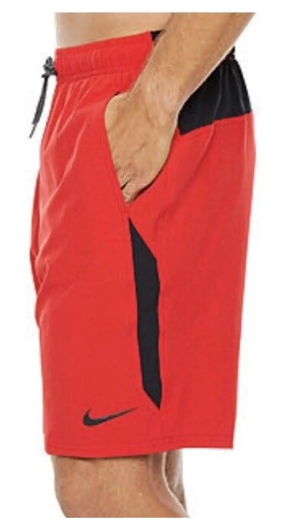 $60 NIKE Men’s Shorts Swim Trunks Content Volley 9”-Red/Black -Medium- New Tag