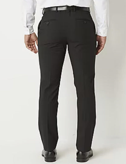 JF J Ferrar Men's Classic Fit Dress Pants Slacks Flat Front-Black-34W 30L- New