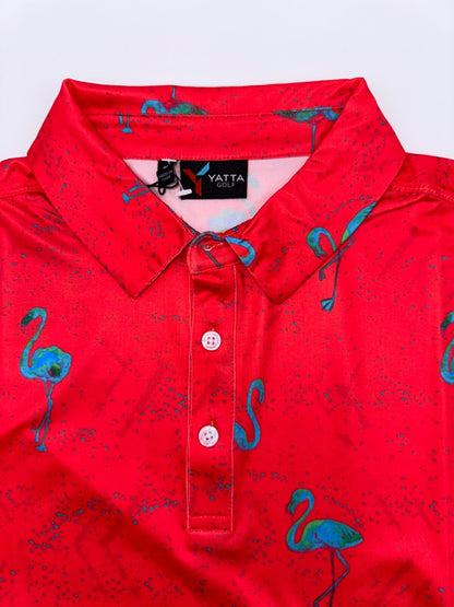 $50 YATTA GOLF Men’s Just Beachy Golf Polo - Red/Blue - Medium - New With Tags