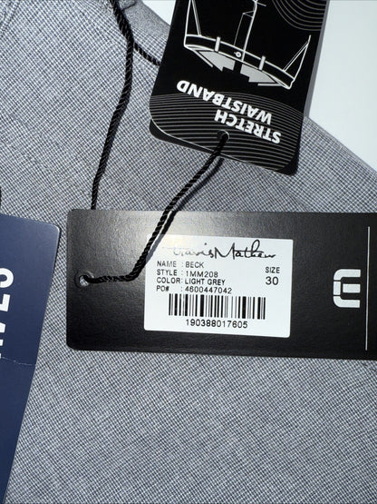$85 Travis Mathew Men's Beck Shorts Stretch Waistband - Light Grey-Size: 30- New
