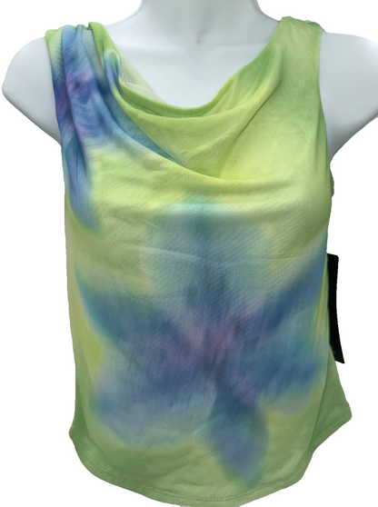 Madden Girls Asymmetrical Twist Strap Top Shirt- Citron Combo - Large - New Tag