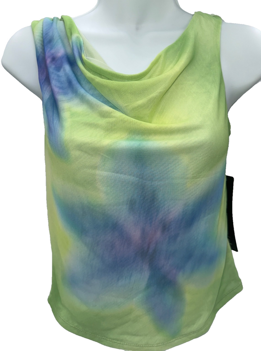 Madden Girls Asymmetrical Twist Strap Top Shirt- Citron Combo - Large - New Tag
