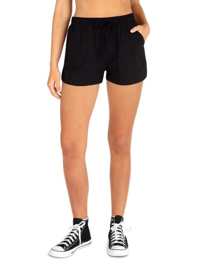 Hurley Women’s Juniors Ring Leader Woven Pull-On Shorts - Black- Small