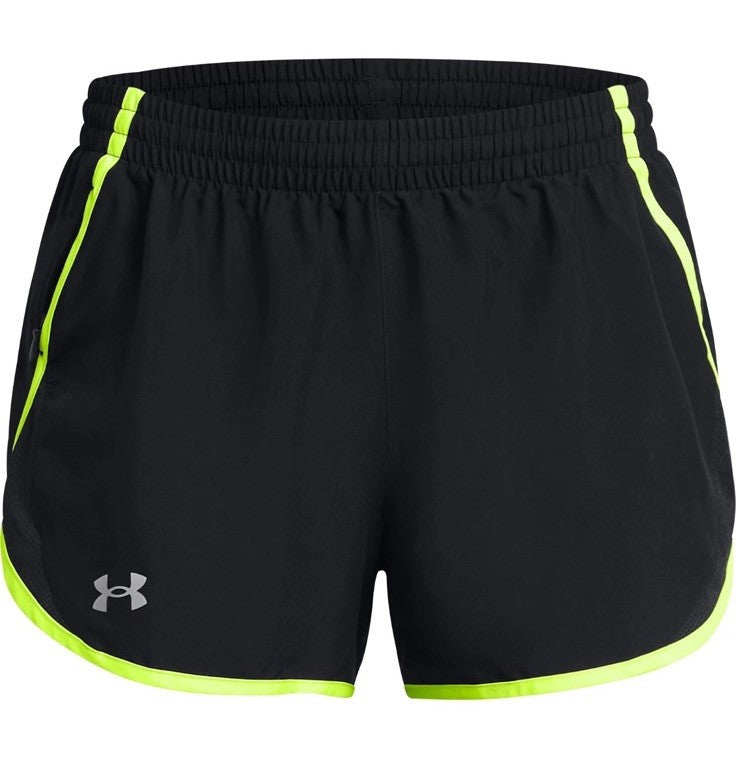 Under Armour Women’s Running Shorts 3 Inch Lightweight Zip Pocket-Black- Medium