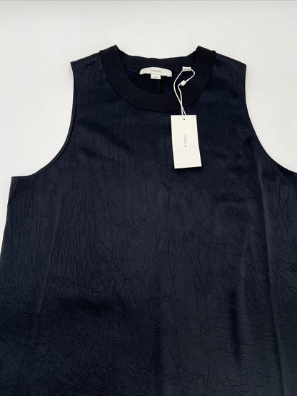 $275 Vince Women’s Sleeveless Satin Blend Top VX943612636- Black- Medium-New Tag