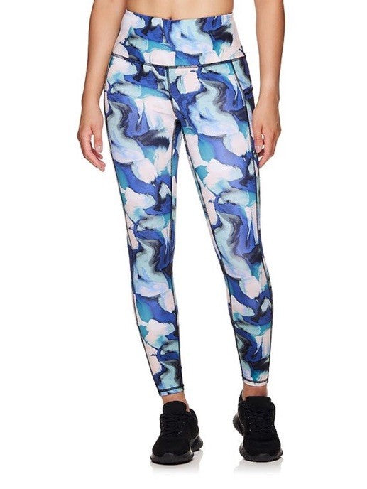 Gaiam Women’s7/8 Nanette Leggings High Rise- Blue Multi- Large - New Tag $55