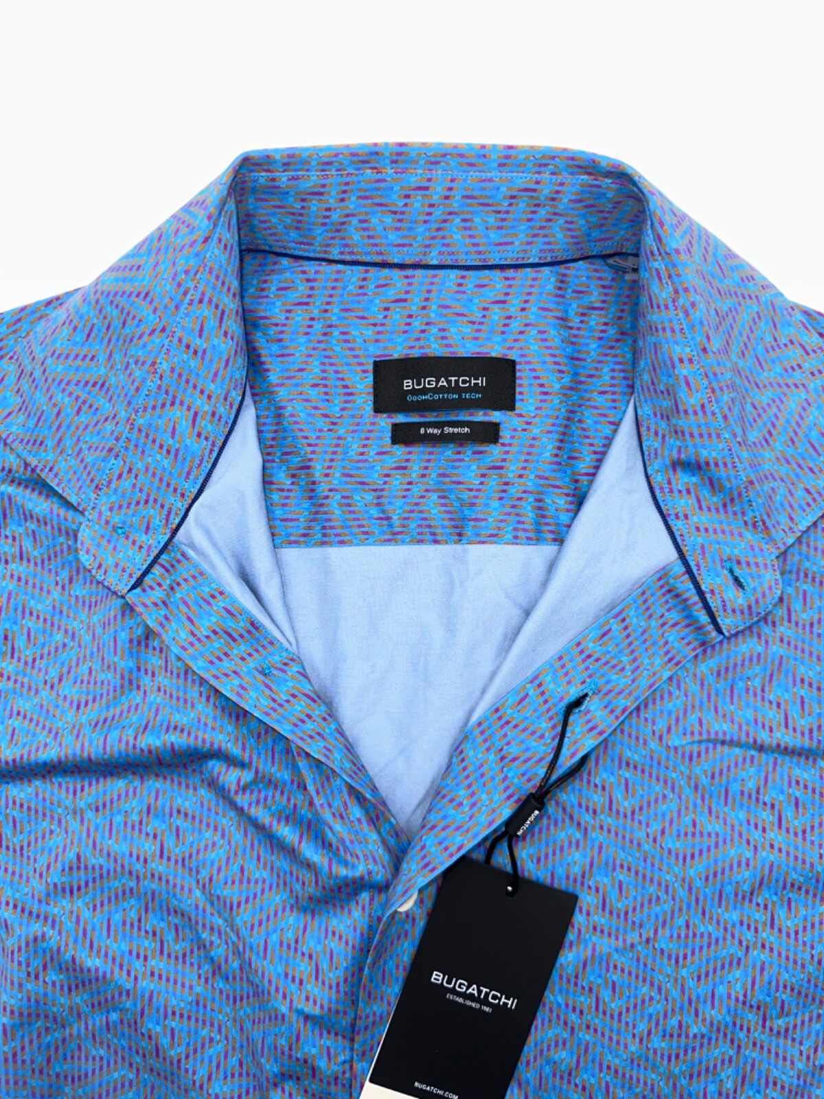 $149 Bugatchi Men's Long Sleeve Button Down Shirt - Blue/Orange/Purple - Medium