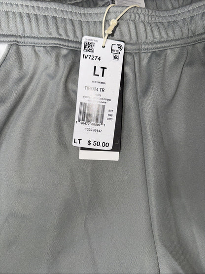 $50 Adidas Men's Tiro 24 Slim Training Pants- Grey On White-Large Tall (32L) New