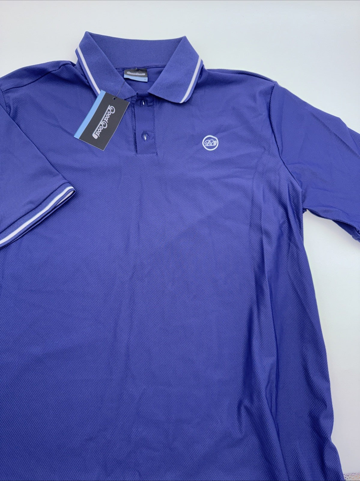 Good Good Men’s Golf Midnight Textured Polo NFLP Logo Performance-Blue-Medium