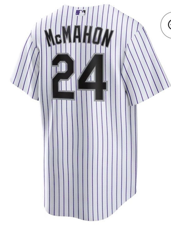 $135 Nike Mens Official Colorado Rockies Ryan McMahon #24 White Jersey-Large-New