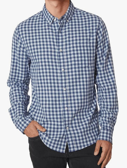 $128 Slate & Stone Men’s-Flannel Button Down Shirt- Light Blue Check-Small-New