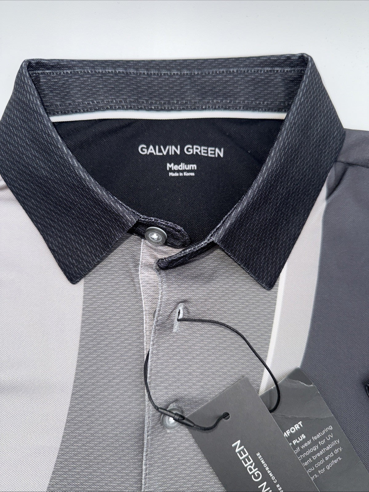 $100 Galvin Green Men’s Mico Golf Shirt Polo- Sharkskin Grey Black - Medium -New