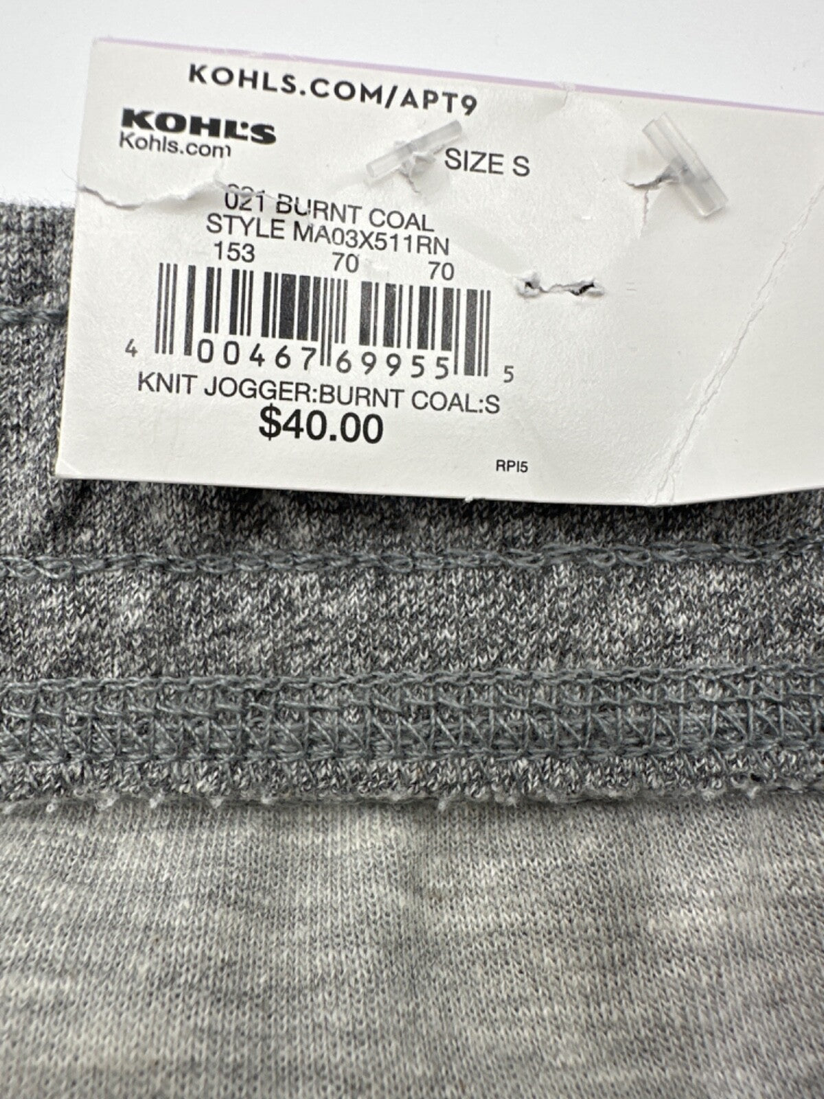 $40 Apt 9 Men’s Knit Jogger Pants - Burnt Coals Grey - Small - New With Tags