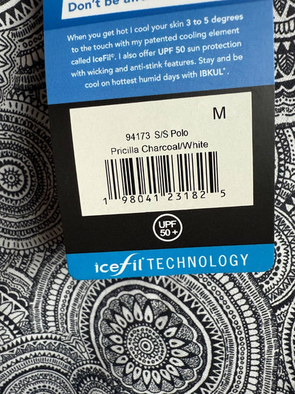 $100 IBKUL Men’s-Pricilla Printed Polo-Black/White-Medium-New Tag
