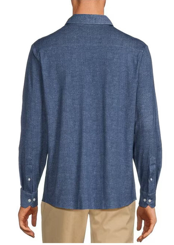 $99 Hart Schaffner Marx Men's State Street Albini L/Sleeve Shirt-Blue-Small-New