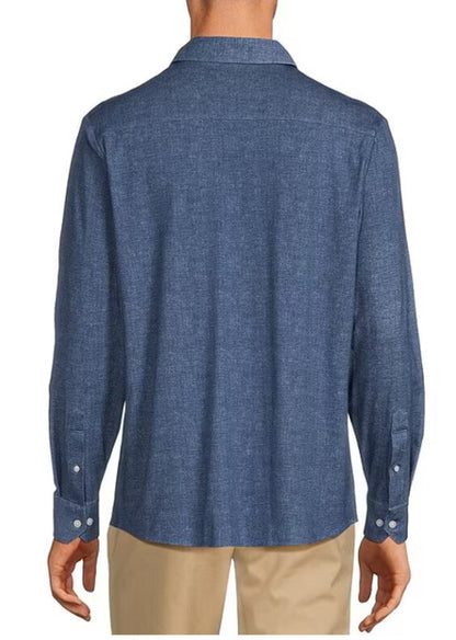 $99 Hart Schaffner Marx Men's State Street Albini L/Sleeve Shirt-Blue-Small-New