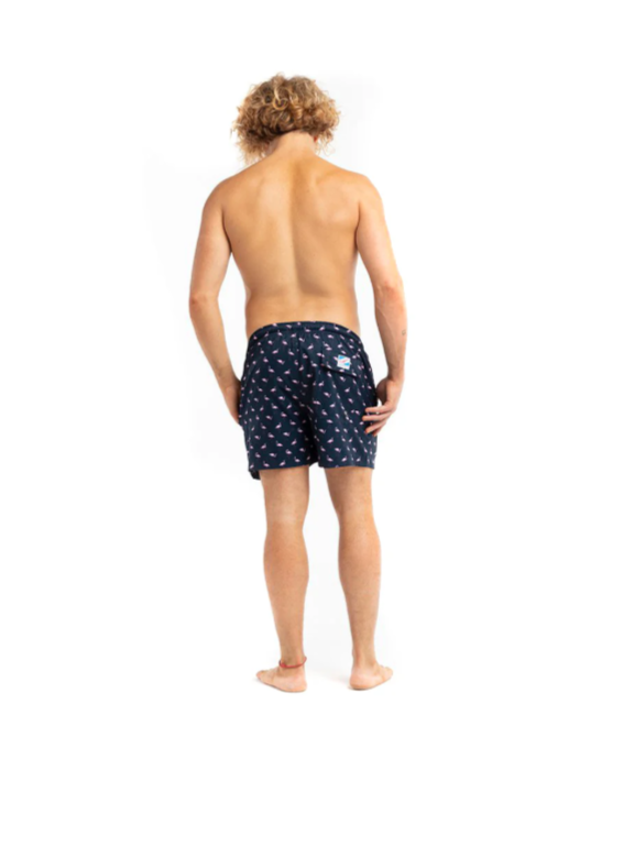 $55 Bermies Men’s 4.5” Swim Trunks-Flamingo 2.0 -Dark Blue- Large- New with tags