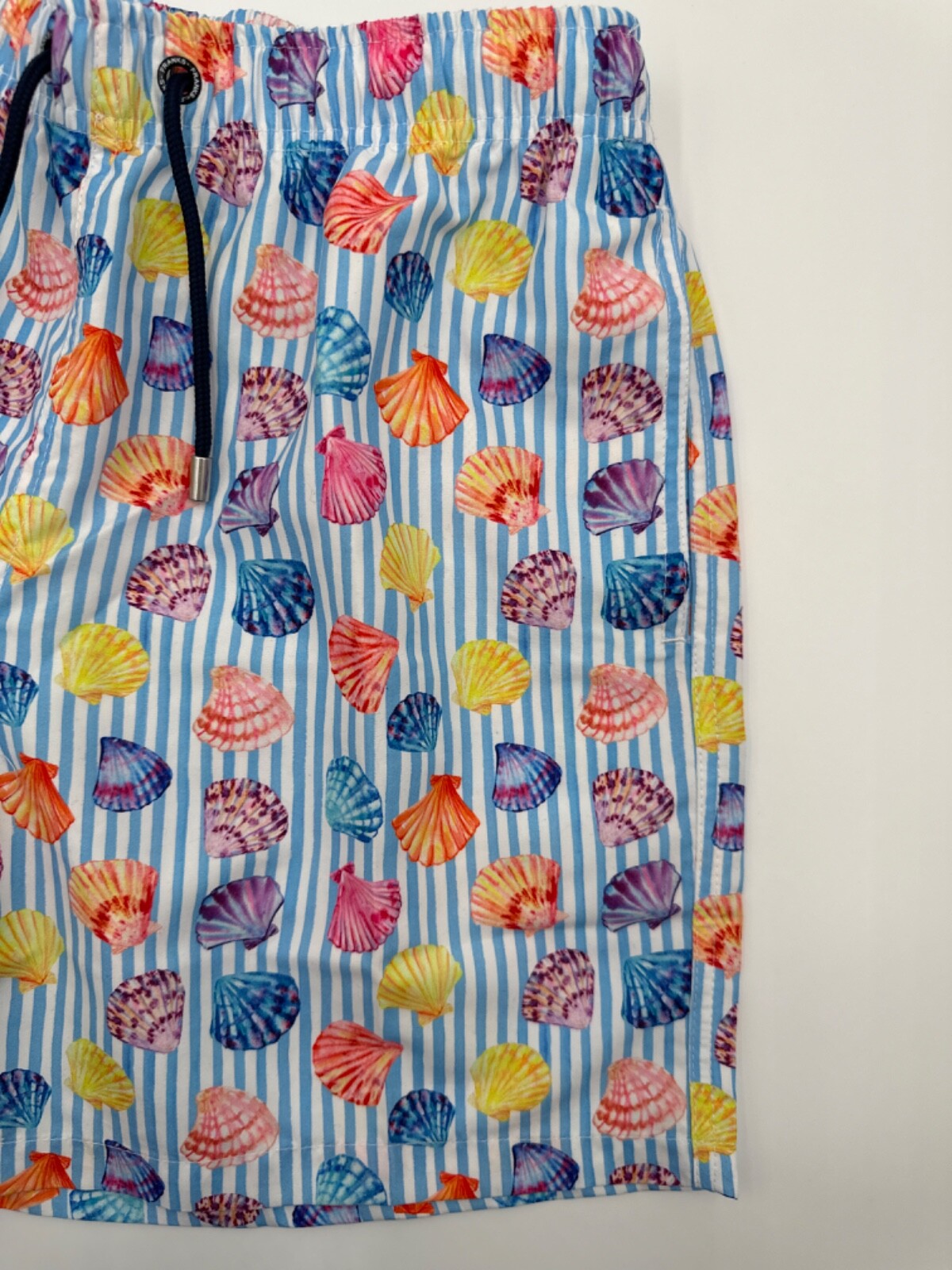 $80 Franks Men’s  6” Swim Shorts - Beachcomber Stripe- Medium- New with Tag