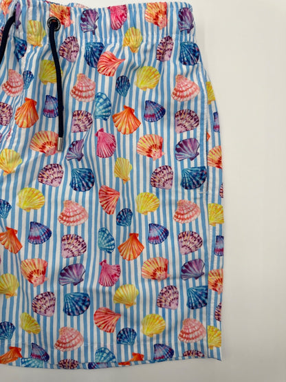 $80 Franks Men’s  6” Swim Shorts - Beachcomber Stripe- Medium- New with Tag