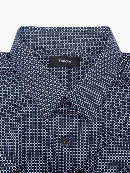 $195 Theory Men's Irving Space Multi Button Down Shirt - Navy/White - Small-New
