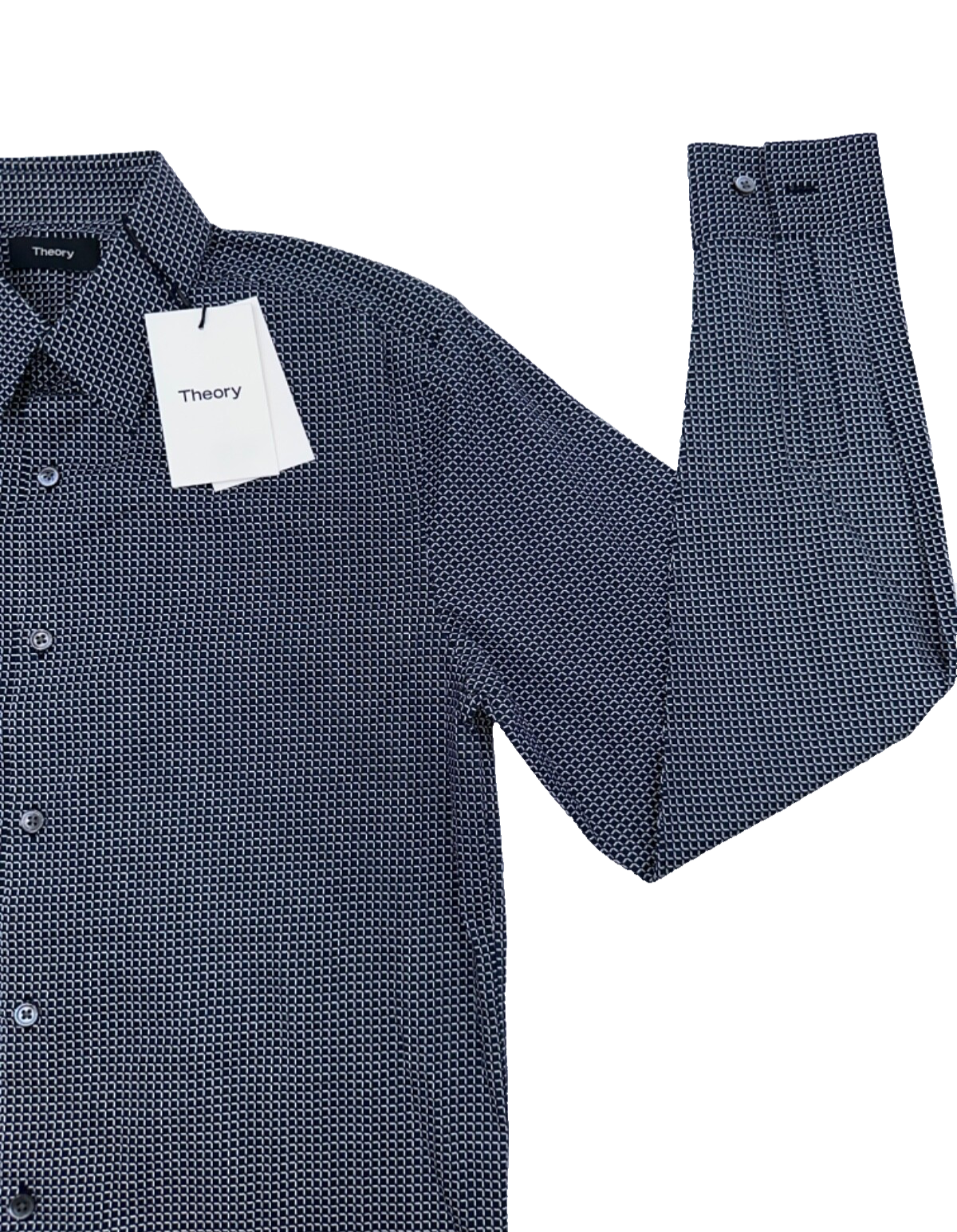 $195 Theory Men's Irving Space Multi Button Down Shirt - Navy/White - Small-New