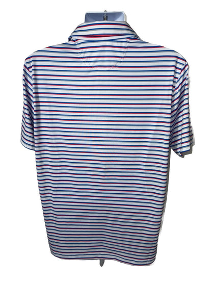 Chubbies Men's The 4th Of Ju-Line Performance Polo Shirt-White Multi-Medium-New