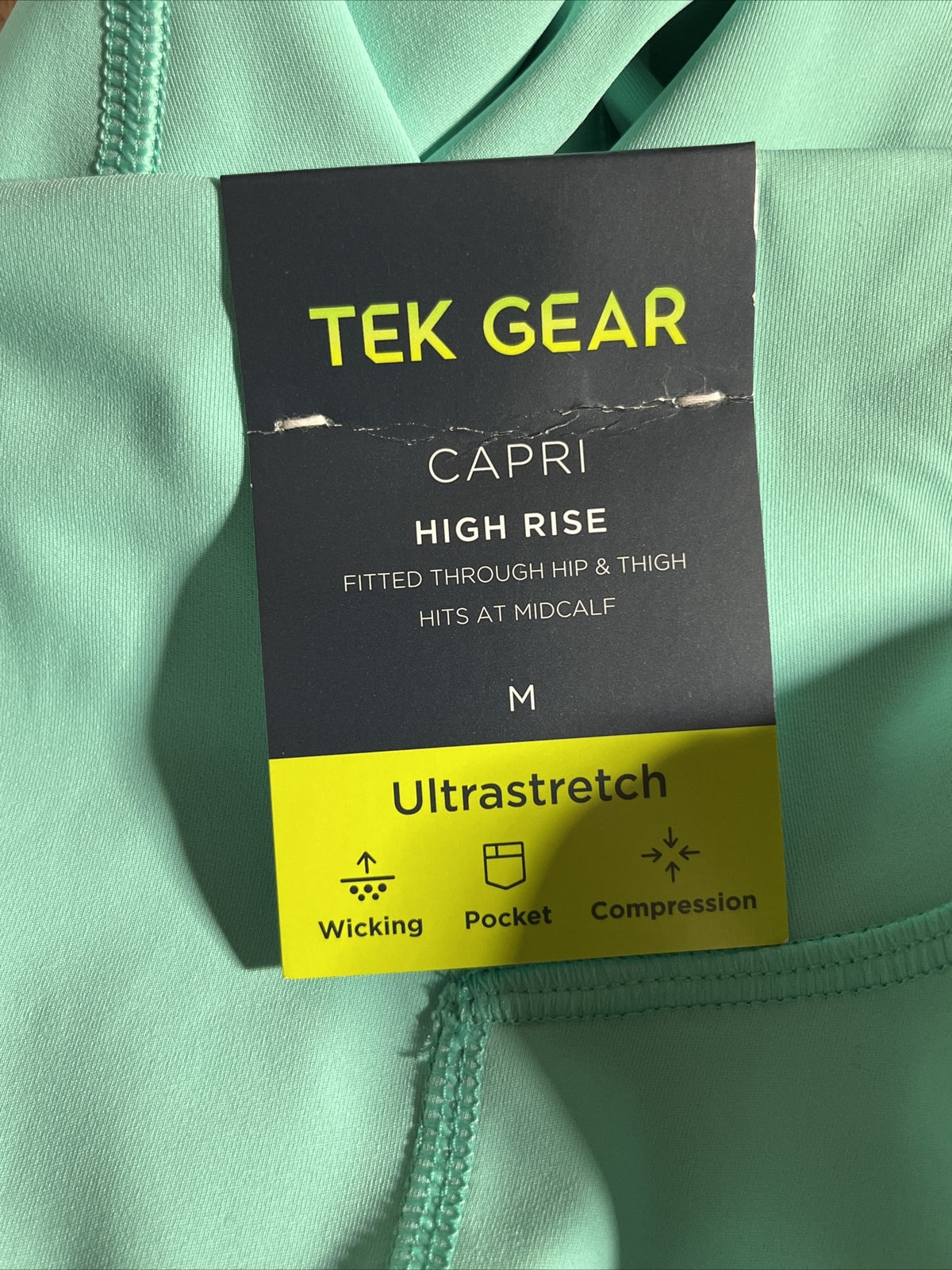 Tek Gear Women's High-Waisted Workout Capri Leggings-Aruba Bay Green -Medium-NEW