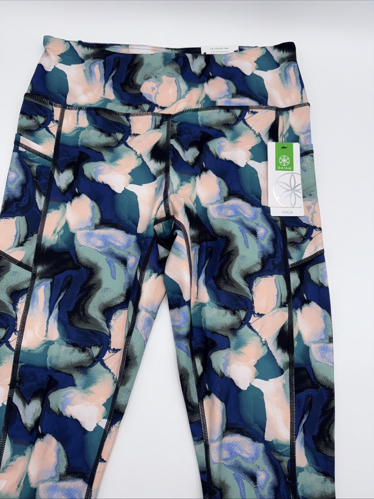Gaiam Women’s7/8 Nanette Leggings High Rise- Blue Multi- Large - New Tag $55