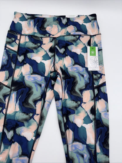 Gaiam Women’s7/8 Nanette Leggings High Rise- Blue Multi- Large - New Tag $55