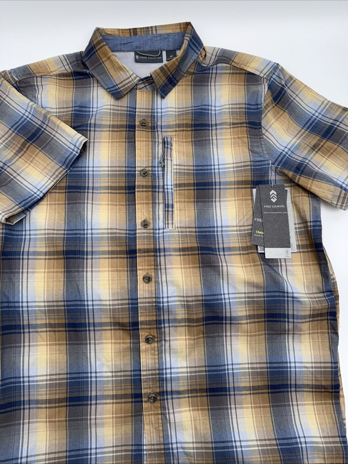 $75 Free Country Men's Excursion Short Sleeve Poplin Shirt- Cider- Size: Medium