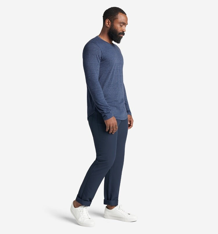 $75 Good Life Men’s Tri Blend Long Sleeve Crew Shirt- Navy - Small - New